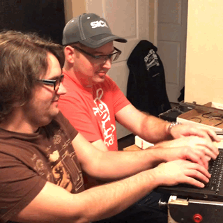 Alex and Mike NCISing it on one keyboard